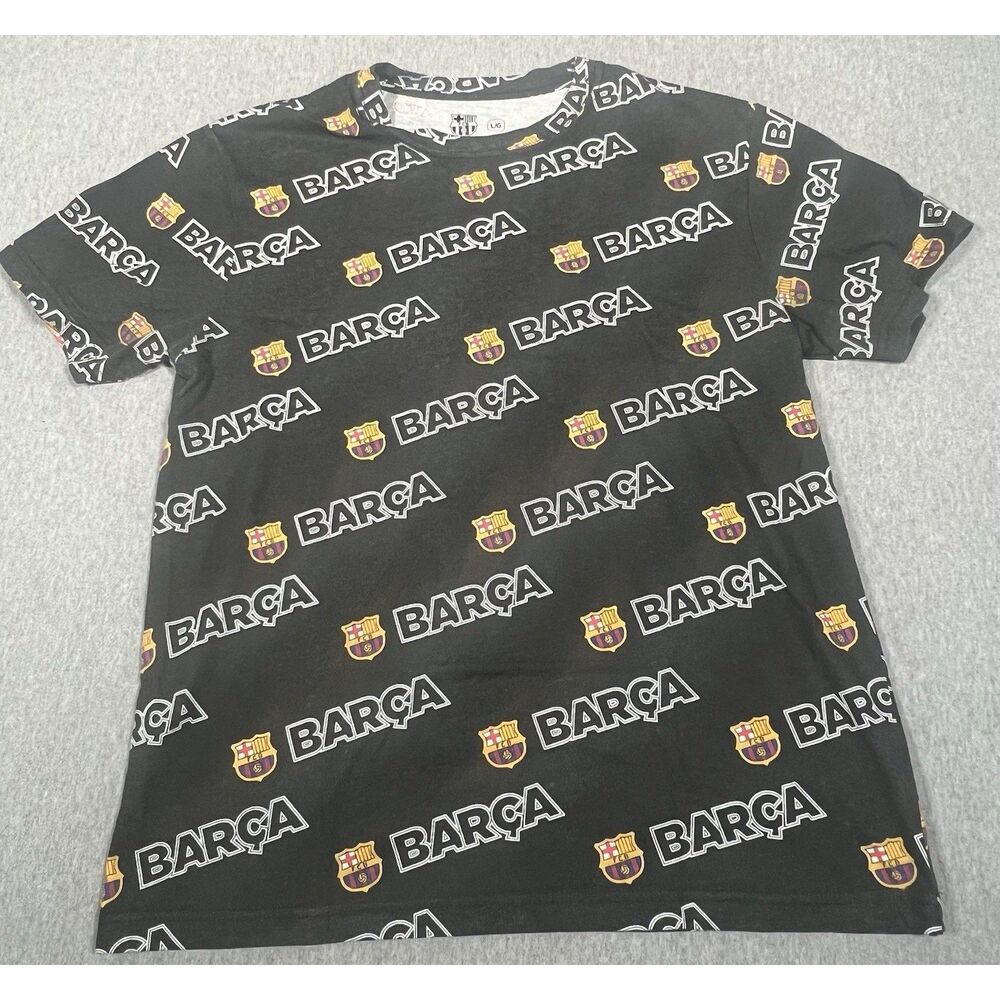 FC Barcelona Unisex T-Shirt Black Crew Neck Size Adult Large
